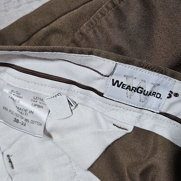 Wearguard UPS Pants Men Size 38x32 Brown Flat Front Workwear Chino 5 Pocket - Picture 5 of 8